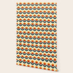 Retro 70s Floral Pattern in Mid-Century Red, Marigold, and Navy  Wallpaper Gallery Image 2
