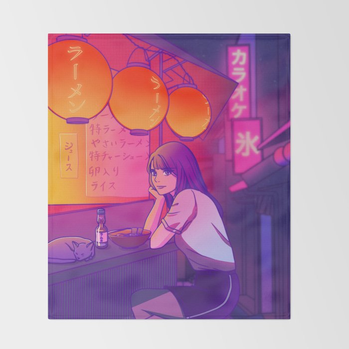 Ramen shop Throw Blanket Gallery Image 2