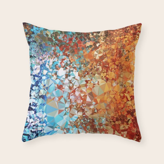 Blue Rust Abstract Low Poly Geometric Vector Art Throw Pillow Gallery Image 1