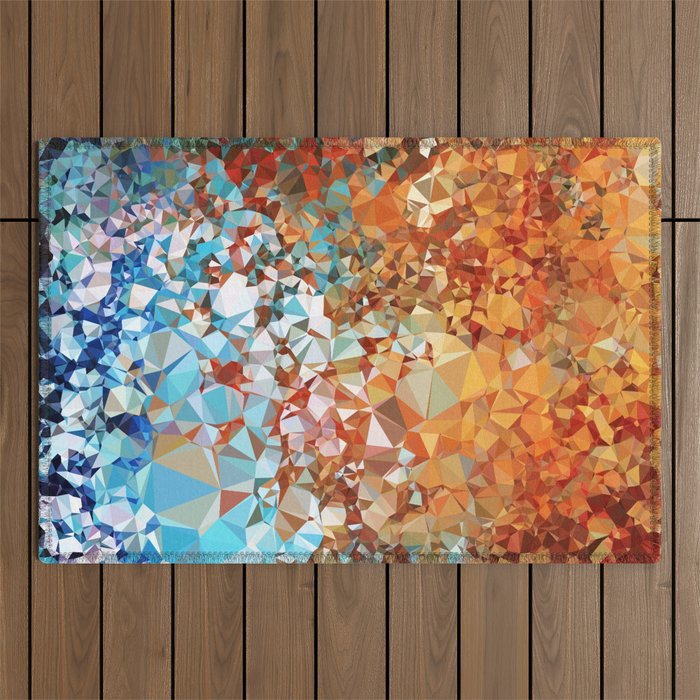 Blue Rust Abstract Low Poly Geometric Vector Art Outdoor Rug Gallery Image 1