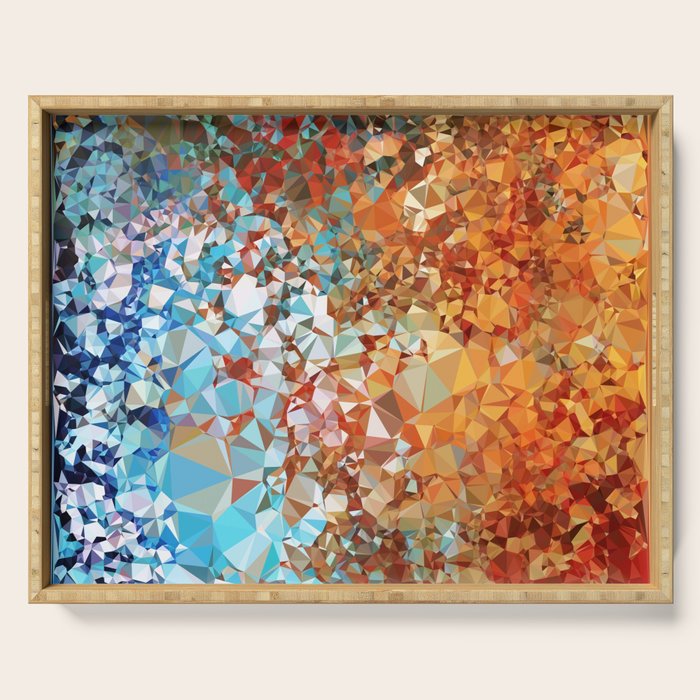 Blue Rust Abstract Low Poly Geometric Vector Art Serving Tray Gallery Image 1
