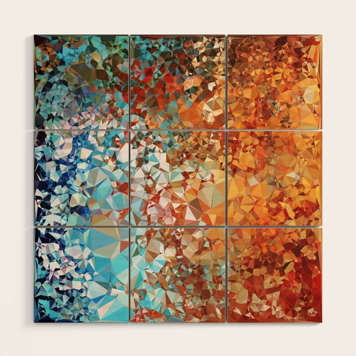 Blue Rust Abstract Low Poly Geometric Vector Art Wood Wall Art Gallery Image 1