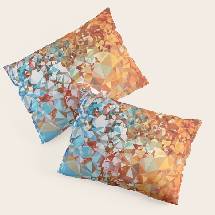 Blue Rust Abstract Low Poly Geometric Vector Art Pillow Sham Gallery Image 1