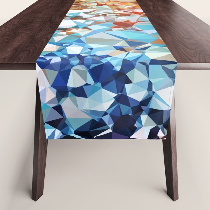 Blue Rust Abstract Low Poly Geometric Vector Art Table Runner Gallery Image 1