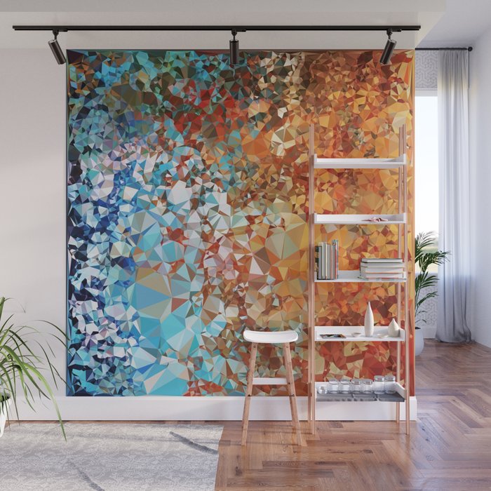 Blue Rust Abstract Low Poly Geometric Vector Art Wall Mural Gallery Image 1