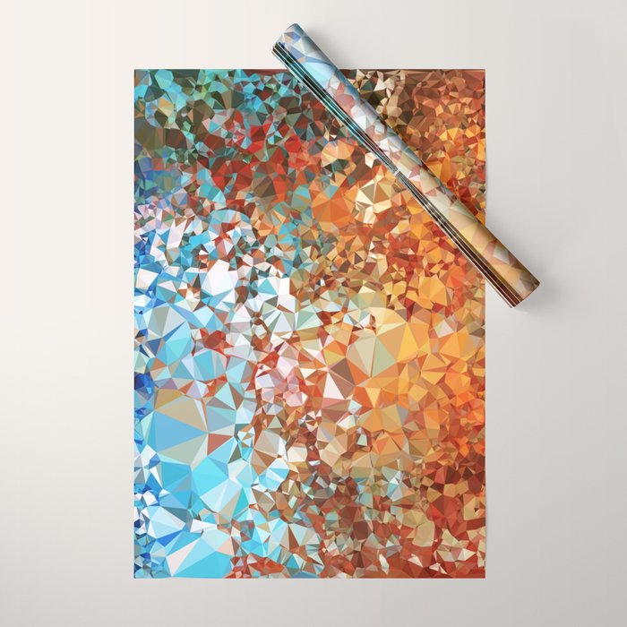 Blue Rust Abstract Low Poly Geometric Vector Art Wrapping Paper Gallery Image 1