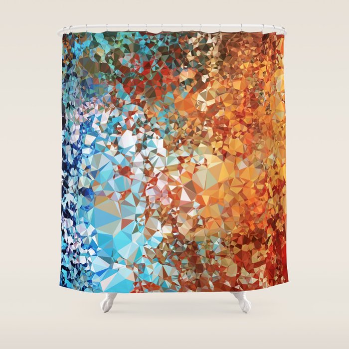 Blue Rust Abstract Low Poly Geometric Vector Art Shower Curtain Gallery Image 1