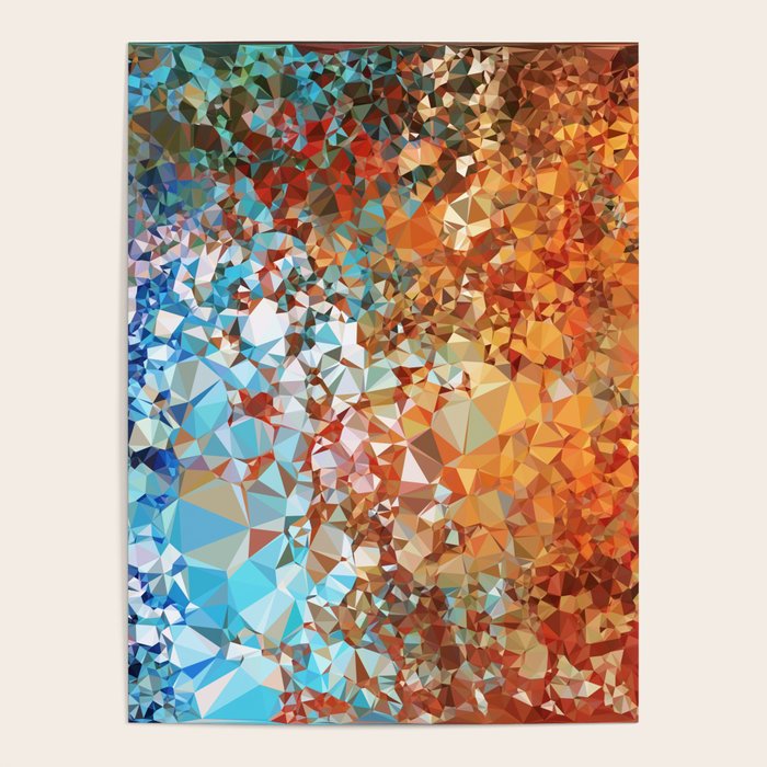 Blue Rust Abstract Low Poly Geometric Vector Art Poster Gallery Image 4