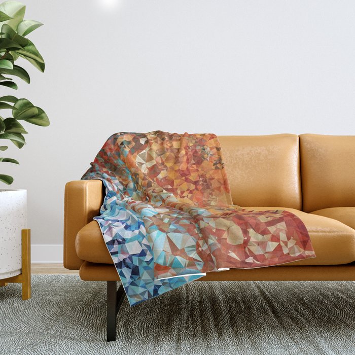 Blue Rust Abstract Low Poly Geometric Vector Art Throw Blanket Gallery Image 1