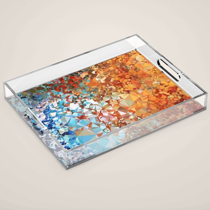 Blue Rust Abstract Low Poly Geometric Vector Art Acrylic Tray Gallery Image 1
