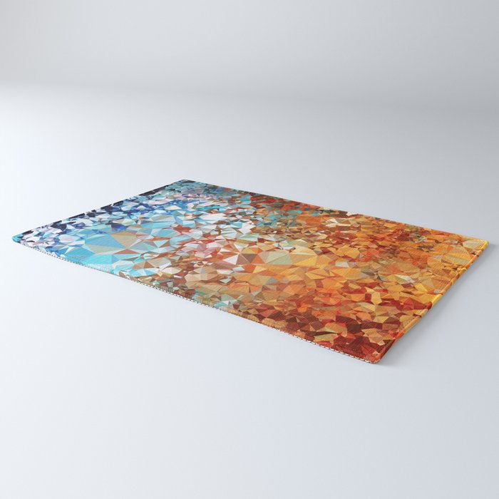 Blue Rust Abstract Low Poly Geometric Vector Art Rug Gallery Image 3