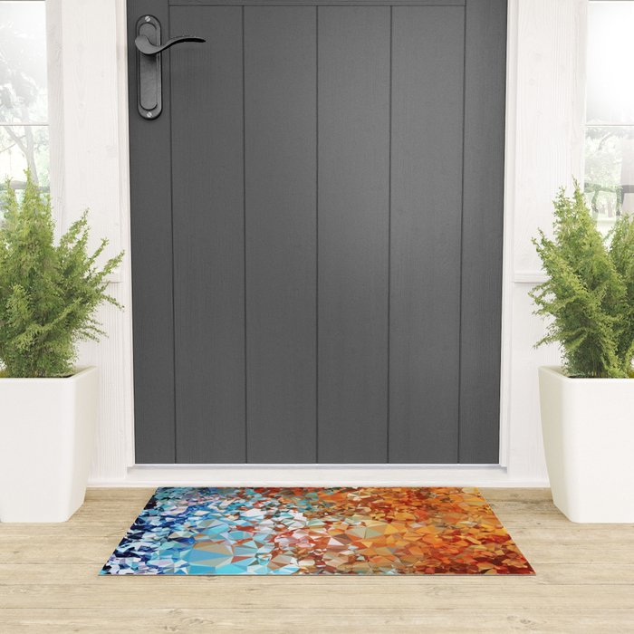 Blue Rust Abstract Low Poly Geometric Vector Art Welcome Mat Gallery Image 3