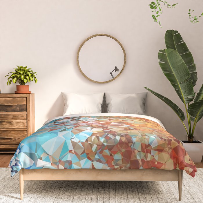 Blue Rust Abstract Low Poly Geometric Vector Art Comforter Gallery Image 3
