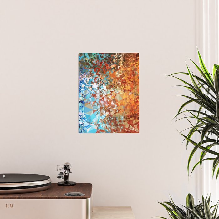 Blue Rust Abstract Low Poly Geometric Vector Art Poster Gallery Image 2