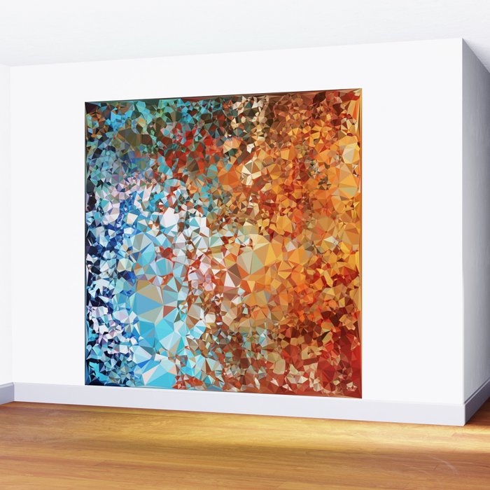 Blue Rust Abstract Low Poly Geometric Vector Art Wall Mural Gallery Image 2
