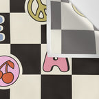 Have A Nice Day. Y2k Stickers, Black & White Checker Wall Tapestry Gallery Image 3