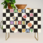 Have A Nice Day. Y2k Stickers, Black & White Checker Credenza Gallery Image 1