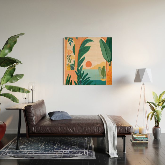 Tropical Evening Sunset Landscape Wood Wall Art Gallery Image 2