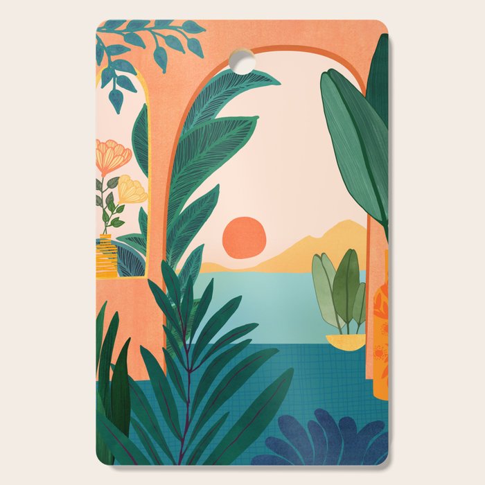 Tropical Evening Sunset Landscape Cutting Board Gallery Image 1