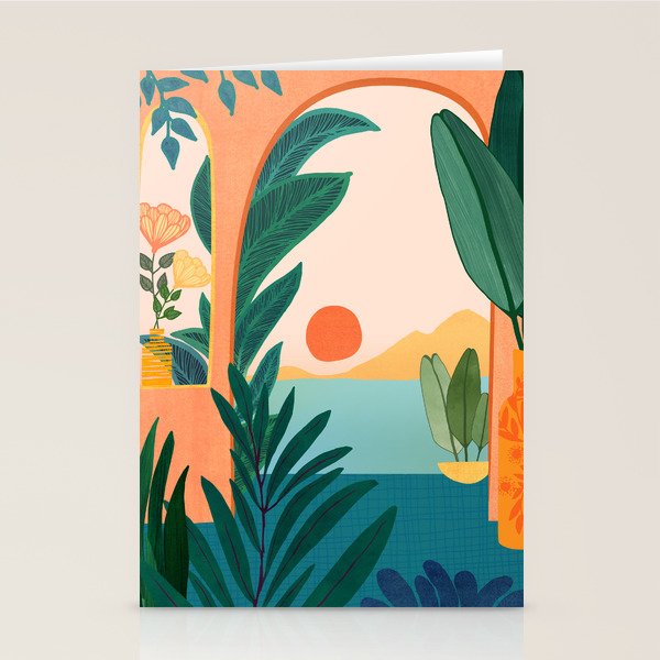 Tropical Evening Sunset Landscape Stationery Card Gallery Image 2