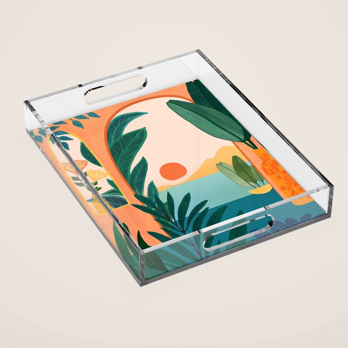Tropical Evening Sunset Landscape Acrylic Tray Gallery Image 1