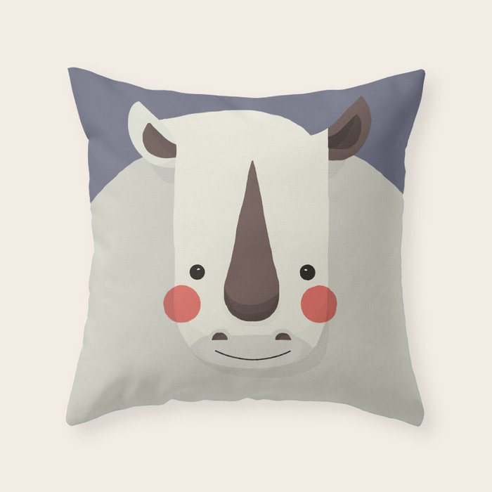 Rhinoceros, Animal Portrait Throw Pillow Gallery Image 1