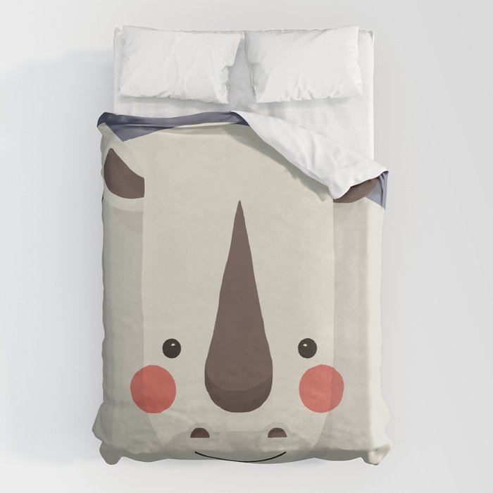 Rhinoceros, Animal Portrait Duvet Cover Gallery Image 1
