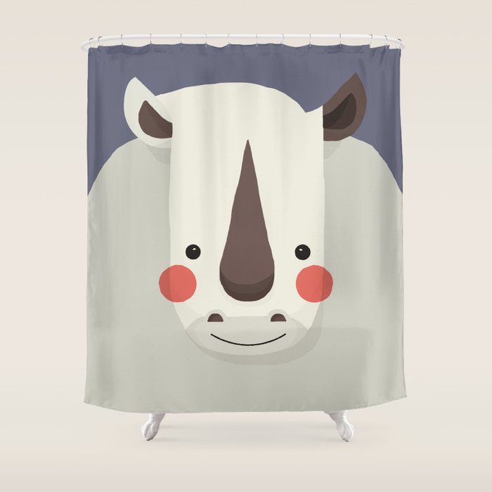 Rhinoceros, Animal Portrait Shower Curtain Gallery Image 1