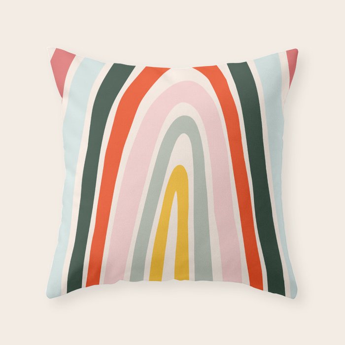 70s Vintage Rainbow Throw Pillow Gallery Image 1