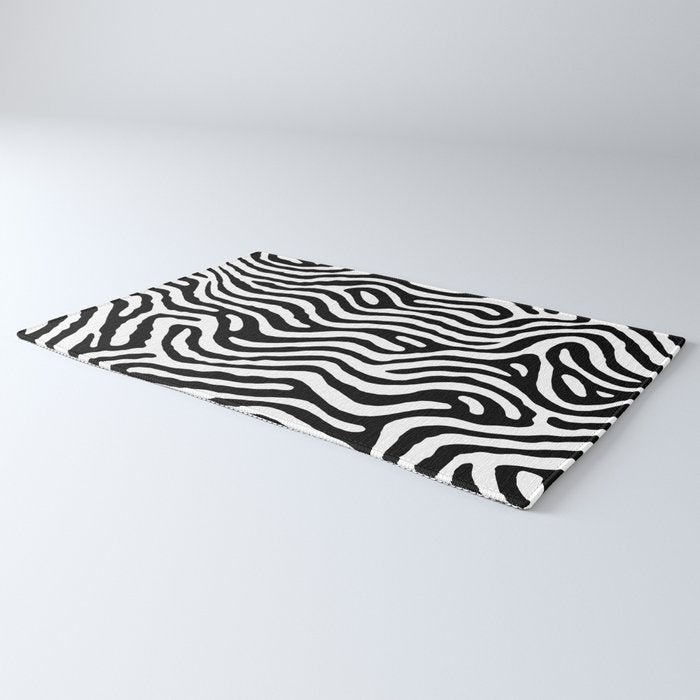 Black and white zebra stripe print art pattern Rug Gallery Image 3