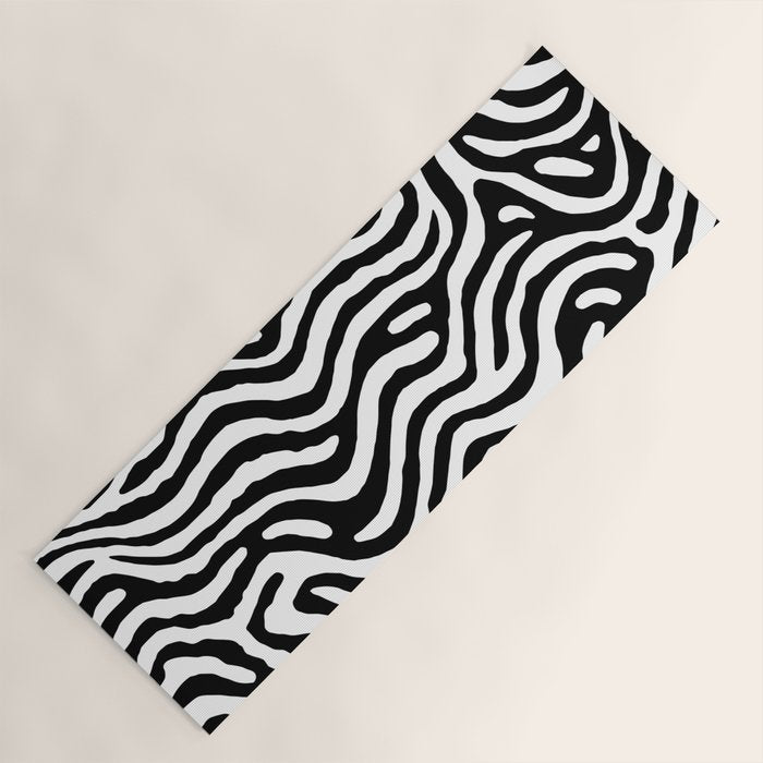 Black and white zebra stripe print art pattern Yoga Mat Gallery Image 1