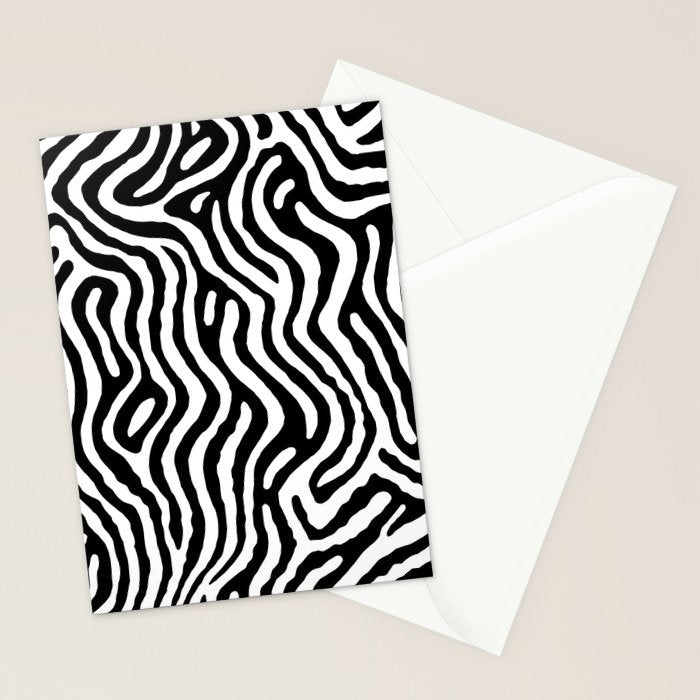 Black and white zebra stripe print art pattern Stationery Card Gallery Image 2