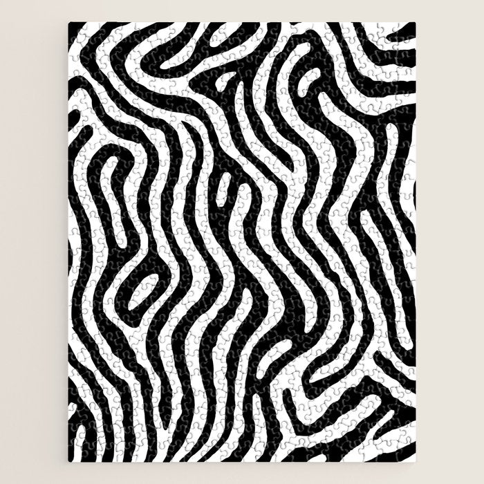 Black and white zebra stripe print art pattern Jigsaw Puzzle Gallery Image 1