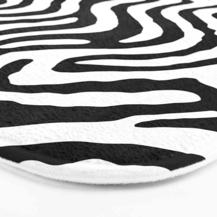 Black and white zebra stripe print art pattern Bath Mat Gallery Image 3