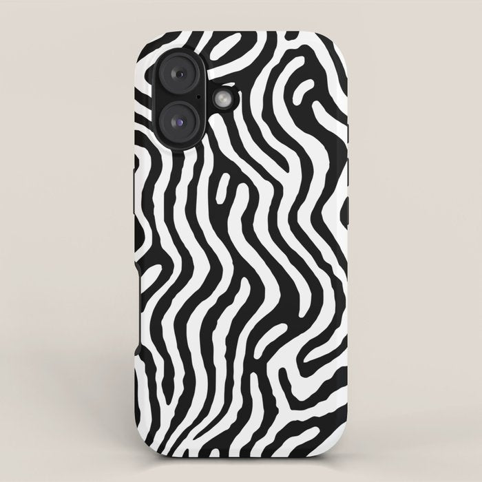 Black and white zebra stripe print art pattern iPhone Case Gallery Image 1