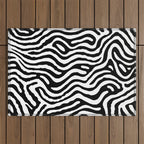 Black and white zebra stripe print art pattern Outdoor Rug Gallery Image 1