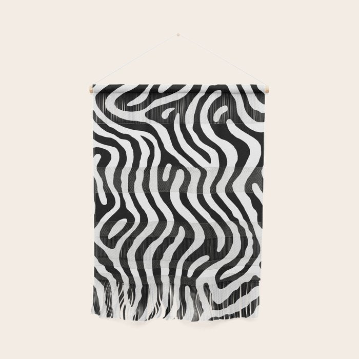 Black and white zebra stripe print art pattern Wall Hanging Gallery Image 1