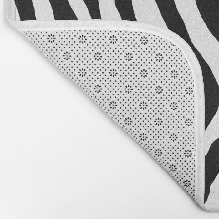 Black and white zebra stripe print art pattern Bath Mat Gallery Image 2