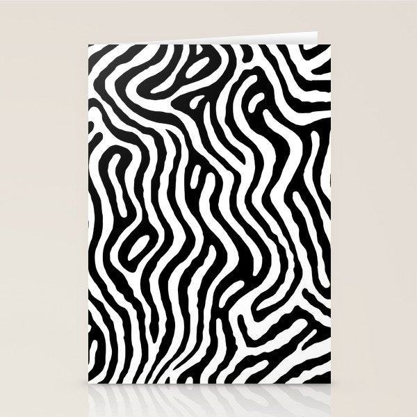 Black and white zebra stripe print art pattern Stationery Card Gallery Image 2