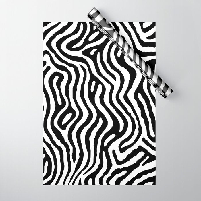 Black and white zebra stripe print art pattern Wrapping Paper Gallery Image 1