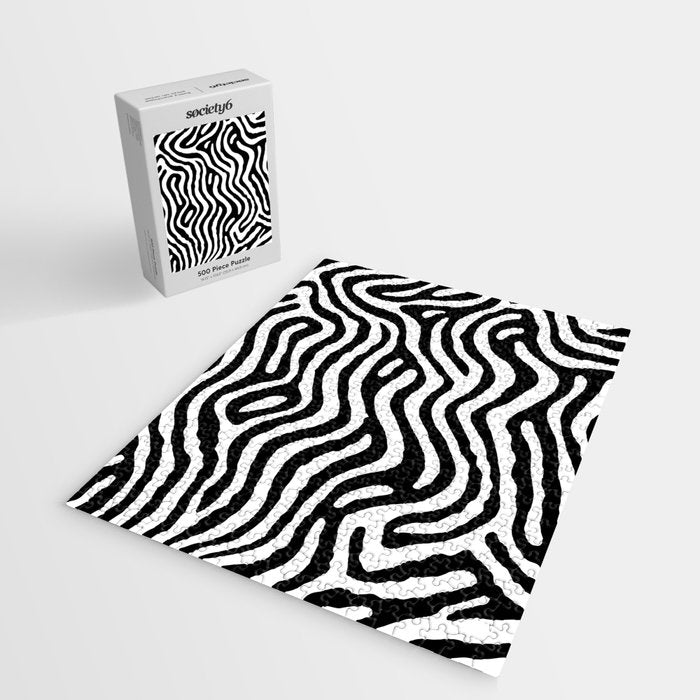 Black and white zebra stripe print art pattern Jigsaw Puzzle Gallery Image 2
