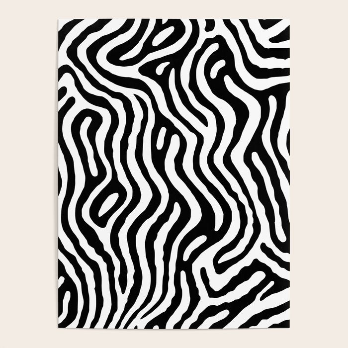 Black and white zebra stripe print art pattern Poster Gallery Image 4
