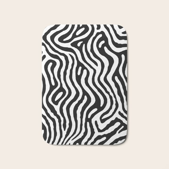 Black and white zebra stripe print art pattern Bath Mat Gallery Image 1