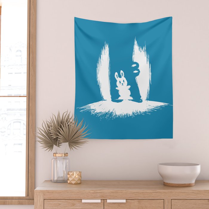 cornered! (bunny and crocodile) Wall Tapestry Gallery Image 2