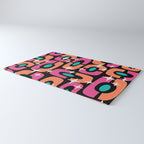Mid Century Modern Cosmic Abstract 356 Magenta Orange Turquoise Black and Beige Rug Gallery Image 3