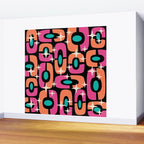 Mid Century Modern Cosmic Abstract 356 Magenta Orange Turquoise Black and Beige Wall Mural Gallery Image 2