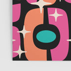 Mid Century Modern Cosmic Abstract 356 Magenta Orange Turquoise Black and Beige Poster Gallery Image 3