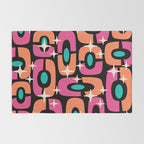 Mid Century Modern Cosmic Abstract 356 Magenta Orange Turquoise Black and Beige Rug Gallery Image 2