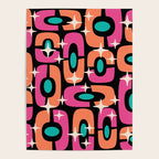 Mid Century Modern Cosmic Abstract 356 Magenta Orange Turquoise Black and Beige Poster Gallery Image 4