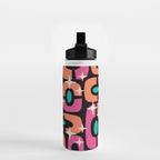 Mid Century Modern Cosmic Abstract 356 Magenta Orange Turquoise Black and Beige Water Bottle Gallery Image 2